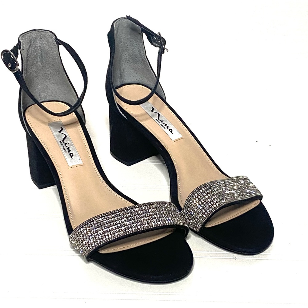 Nina Elenora Rhinestone Block Heel Sandal • 7M